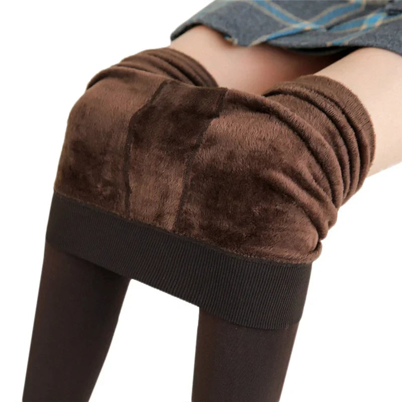 Winter Leggings For Women Warm Solid Color Velvet  High Waist.