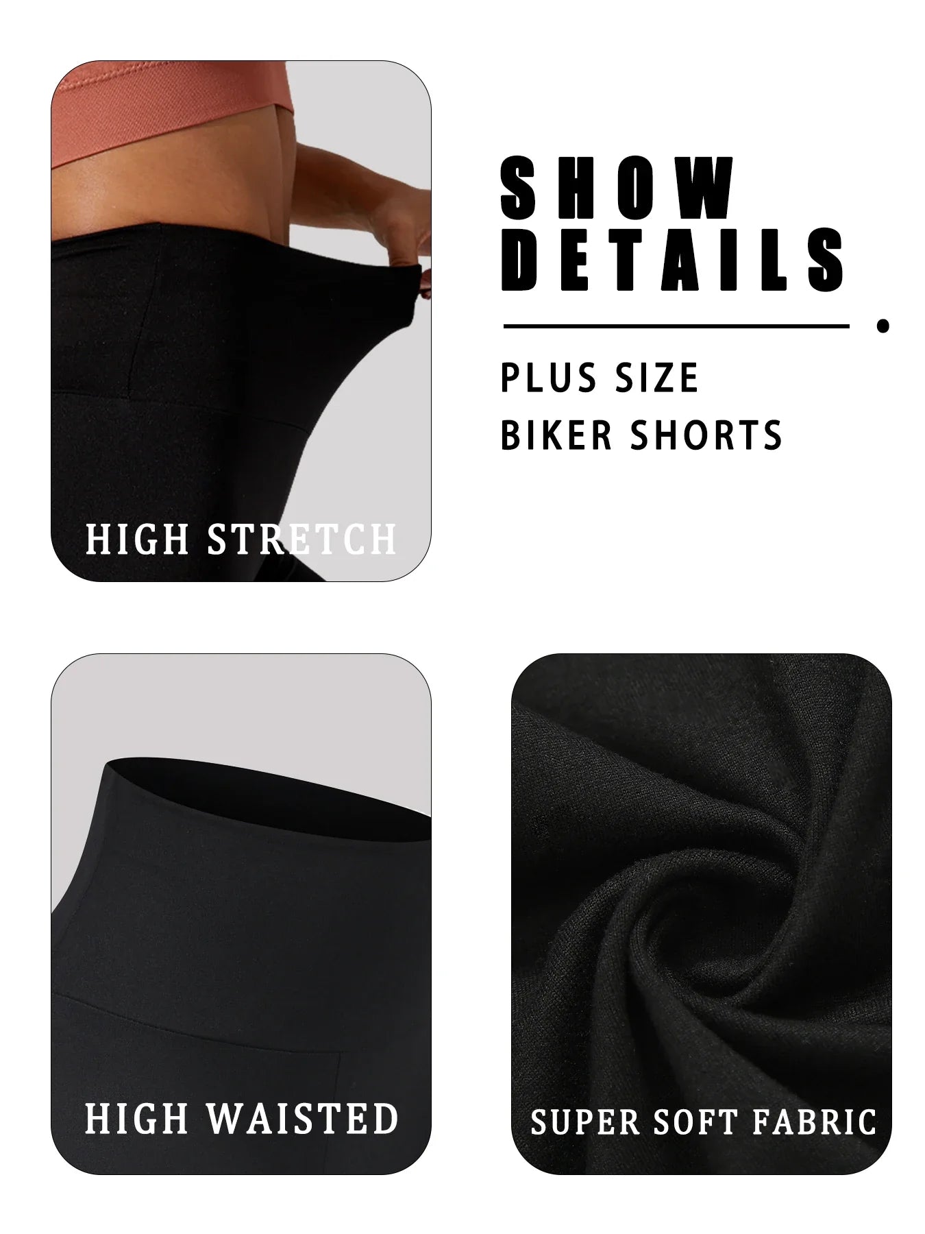 2 Pack Plus Size Biker Shorts for Women High Waisted Super Soft Workout Yoga Athletic Shorts Running