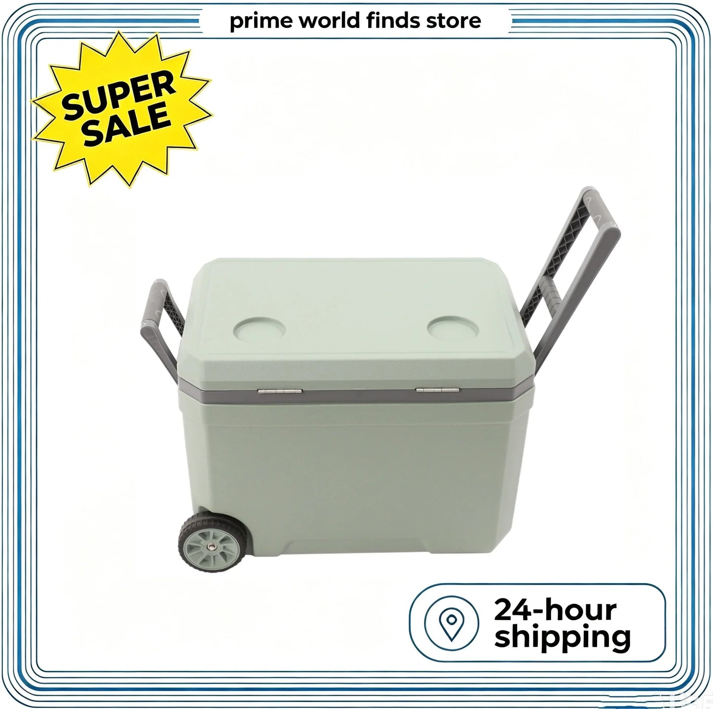 45L Insulated Wheeled Portable Cooler, Long Ice Retention Green Cooler Box, Outdoor Refrigerated Cooler for Fishing with Handle,for Boating, Camping, Travel & Picnic
