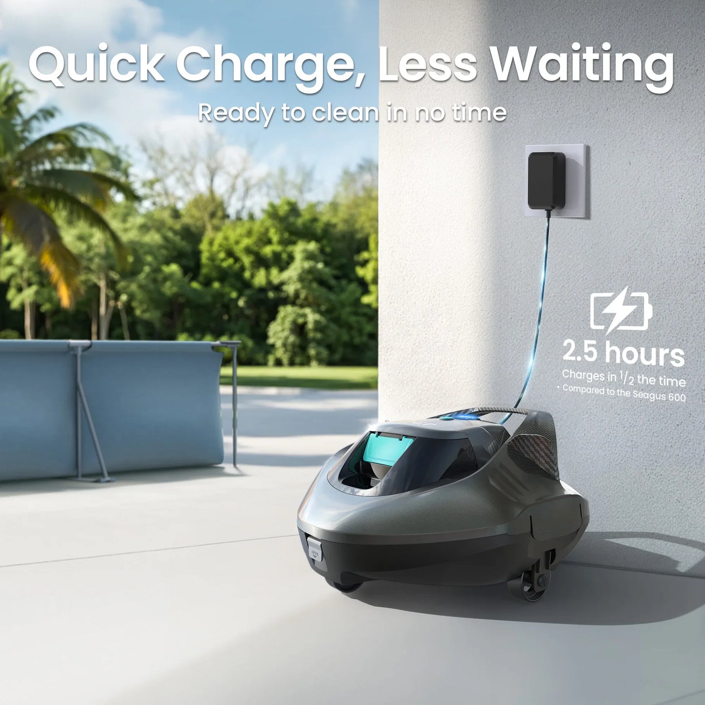Refurbished Aiper Seagull SE Pool Vacuum Cordless Robotic Pool Cleaner with 100 Mins Runtime, Powerful 1320GPH Suction,Smart Self-Parking, Pool Vacuum for Above Ground Pools up to 860 Sq.ft