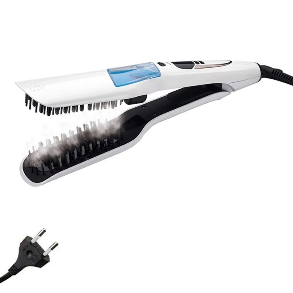 LCD Display Steam Hair Straightener PTC Heated Scalable Hair Straightener Brush Frizz-Free Fast Heating