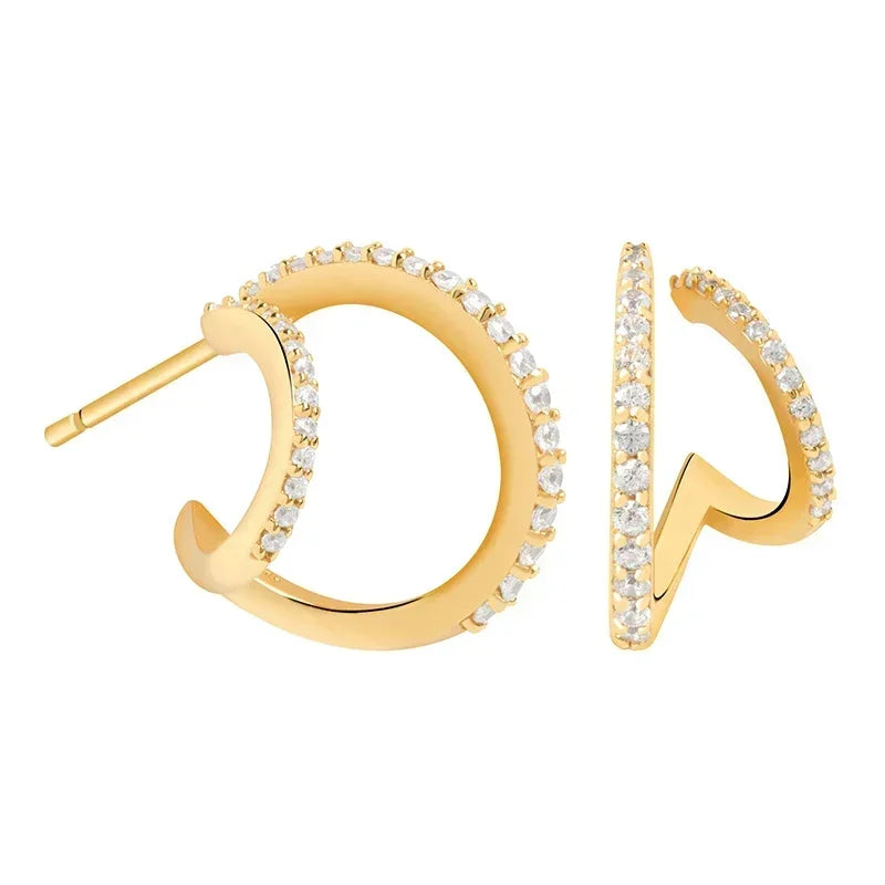 Cartilage 925 Silver Earrings Fashion C-shaped Zircon ear studs European American Geometric Piercing Earrings For Women Jewelry