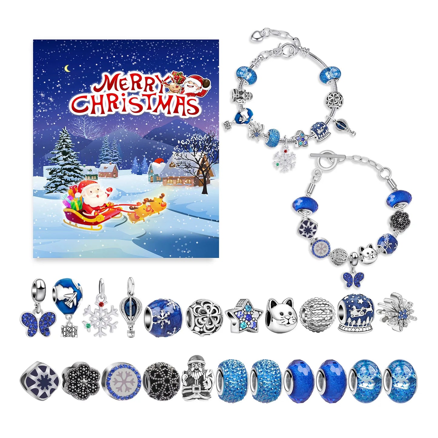 24-Grid Christmas Advents DIY Bracelet Gift Box Personalized Holiday Gift Box Toys For Kids Teens Boys Girls Beads Accesories