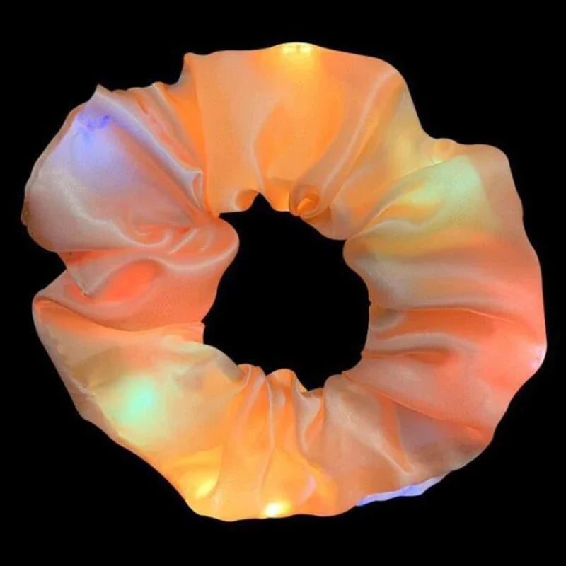 Colorful LED Hair Scrunchies Light Up Hair Bands Elastic LED Light Women Girls Hair Ties for Halloween Christmas Glow Part