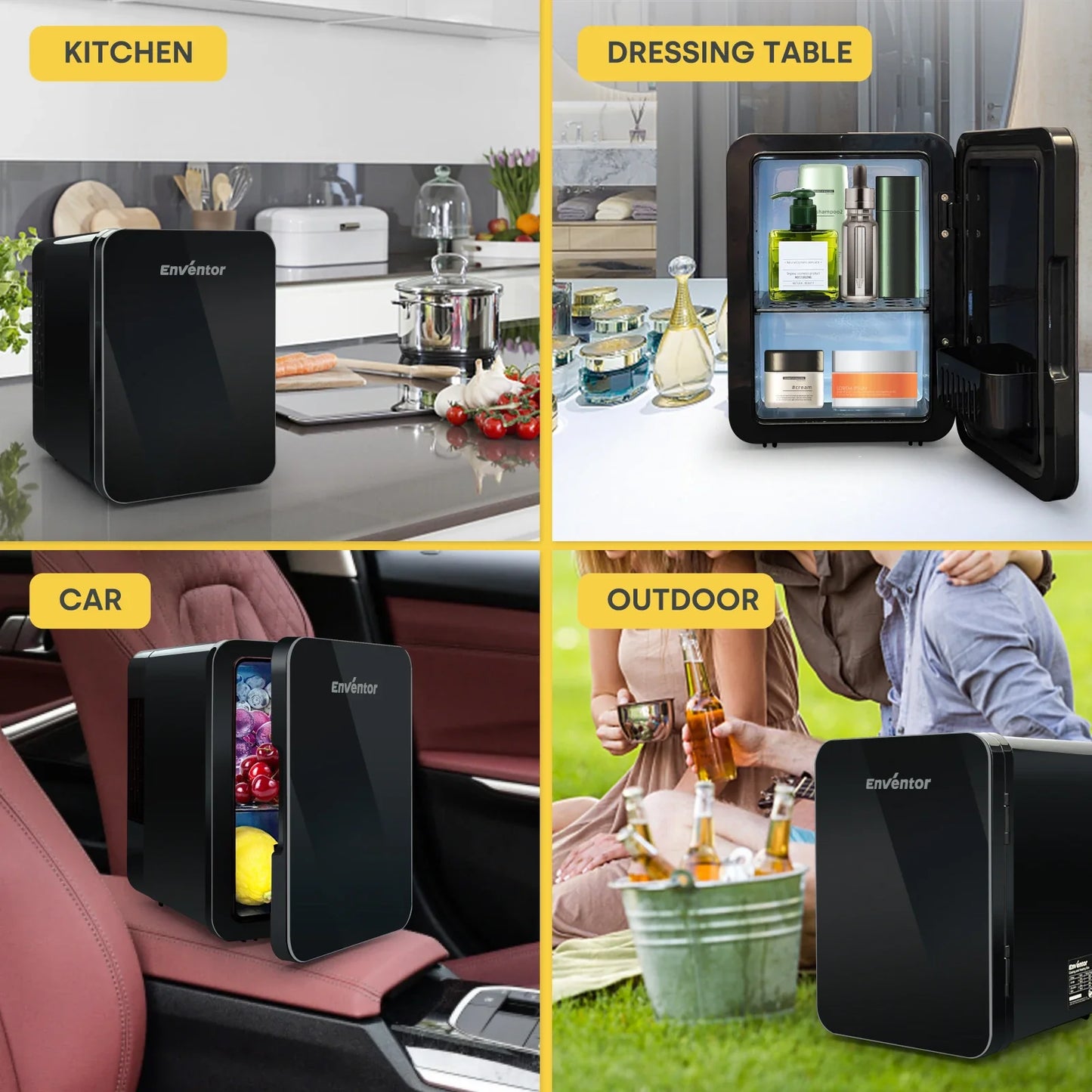 Enventor 4L Mini Refridgerator Portable Car Skincare Fridge Multi-functional Thermoelectric Cooler and Warmer For Summer Camping