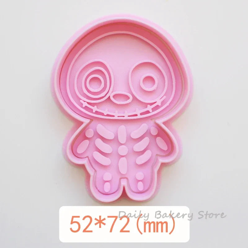 Halloween Skull Cookie Cutters PLA Cartoon Pressable Gingerbread Man Biscuit Stamp Chocolate Mold Cake Decorating Tools