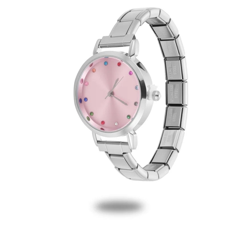 1PC 's Stainless Steel Round Simple Watch Bracelet Bangle for Friend