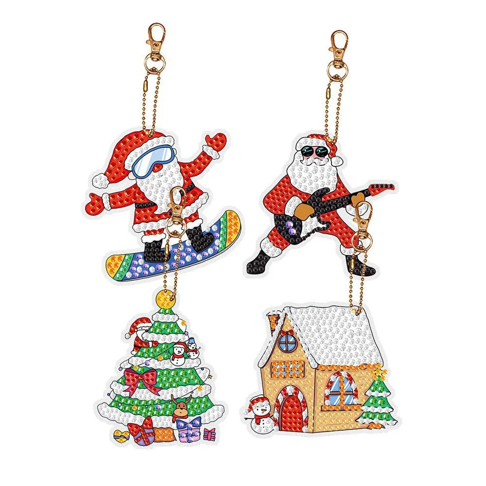 New Christmas series blind box diamond painting DIY point diamond keychain pendant acrylic children's handmade point diamond