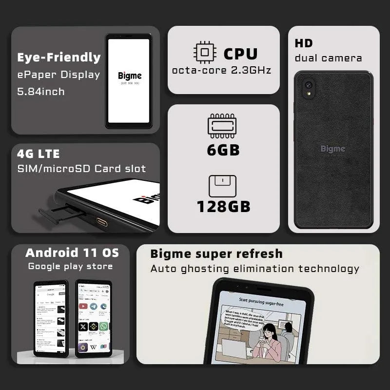 Electronic ebook reader and E-ink Screen smartphone Android11 Support