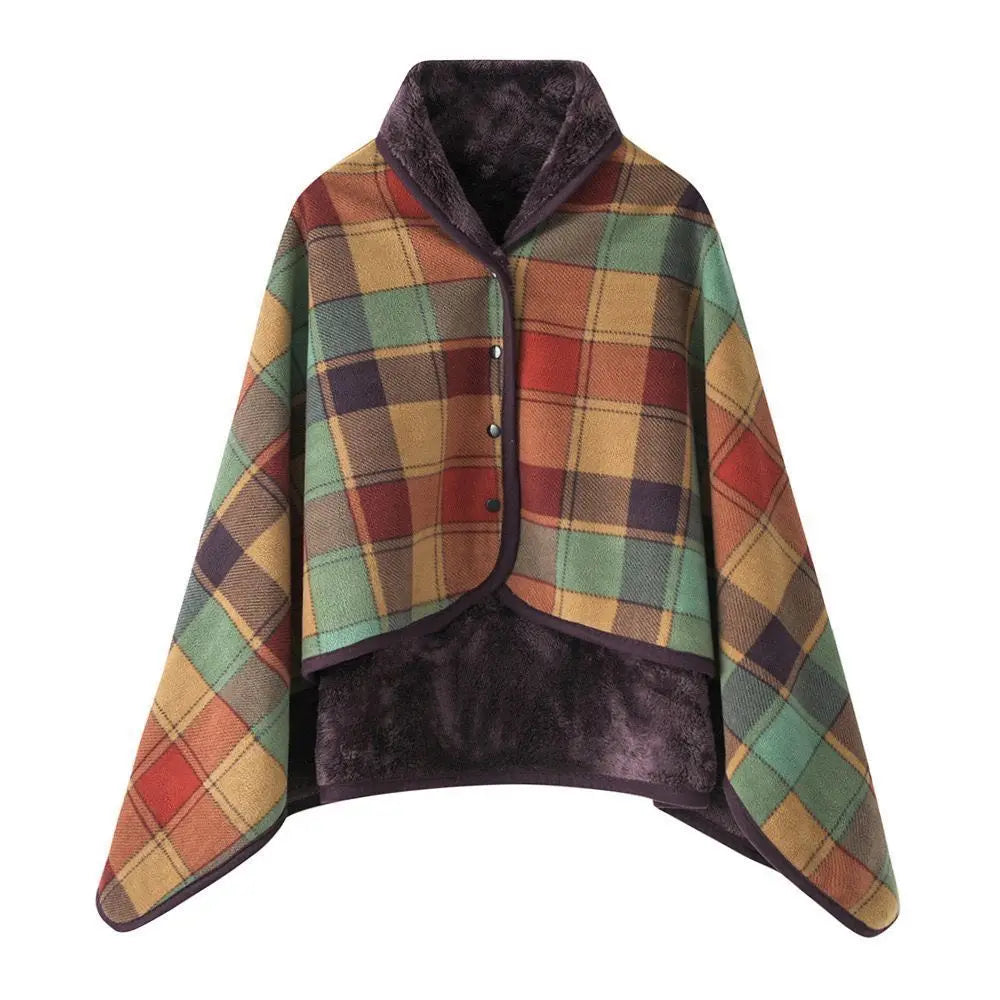 Winter Wearable Shawl Blanket, Warm Flannel Casual Office Blanket, with Button.