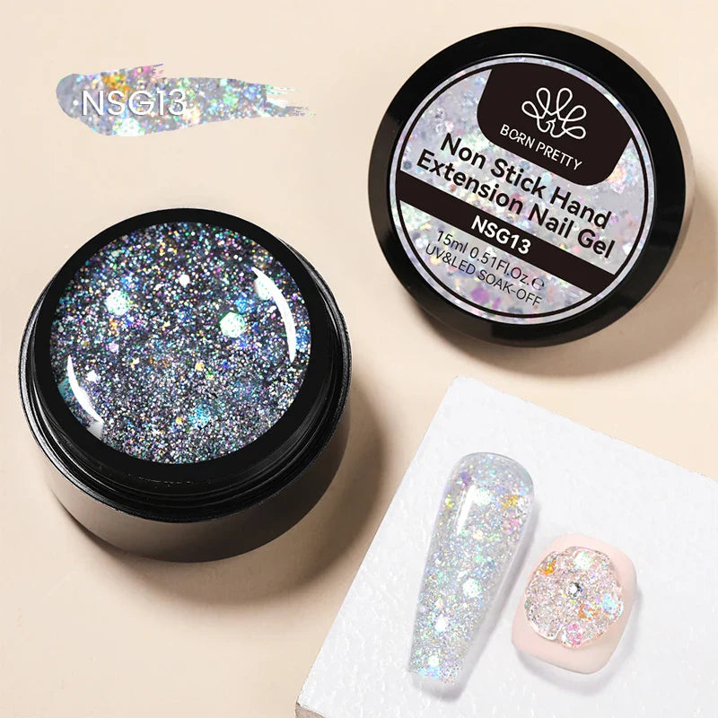 BORN PRETTY Non Stick Hand Solid Extension Nail Gel Polish Clear Pink Nude Aurora Luminous 3D Modeling Carving Nail  Gel