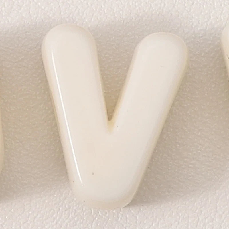 20pcs Beige Acrylic Large Hole Letter Loose Beads DIY Necklace