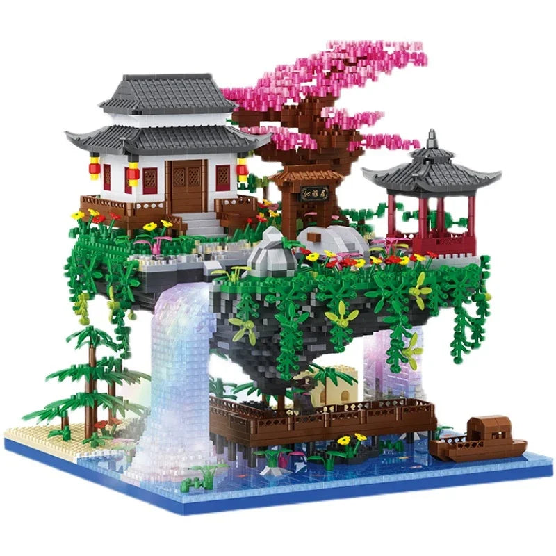 3320PCS Blocks Tree House Diamond Building Garden Architecture Waterfall Light Bricks Christmas for Kid over 12 Years Adult Gift