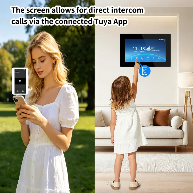 ANJIELO Tuya Smart Video Intercom System  IPS Monitor IP65 Waterproof Doorbell Two-Way Audio Motion Detection Digital Photo