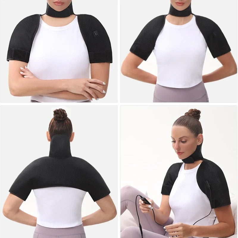 Heated Shoulder Back Massager 3 Massage Heating Functions Fits Shoulders Neck Back Relieves Cervical Soreness Muscle Strains
