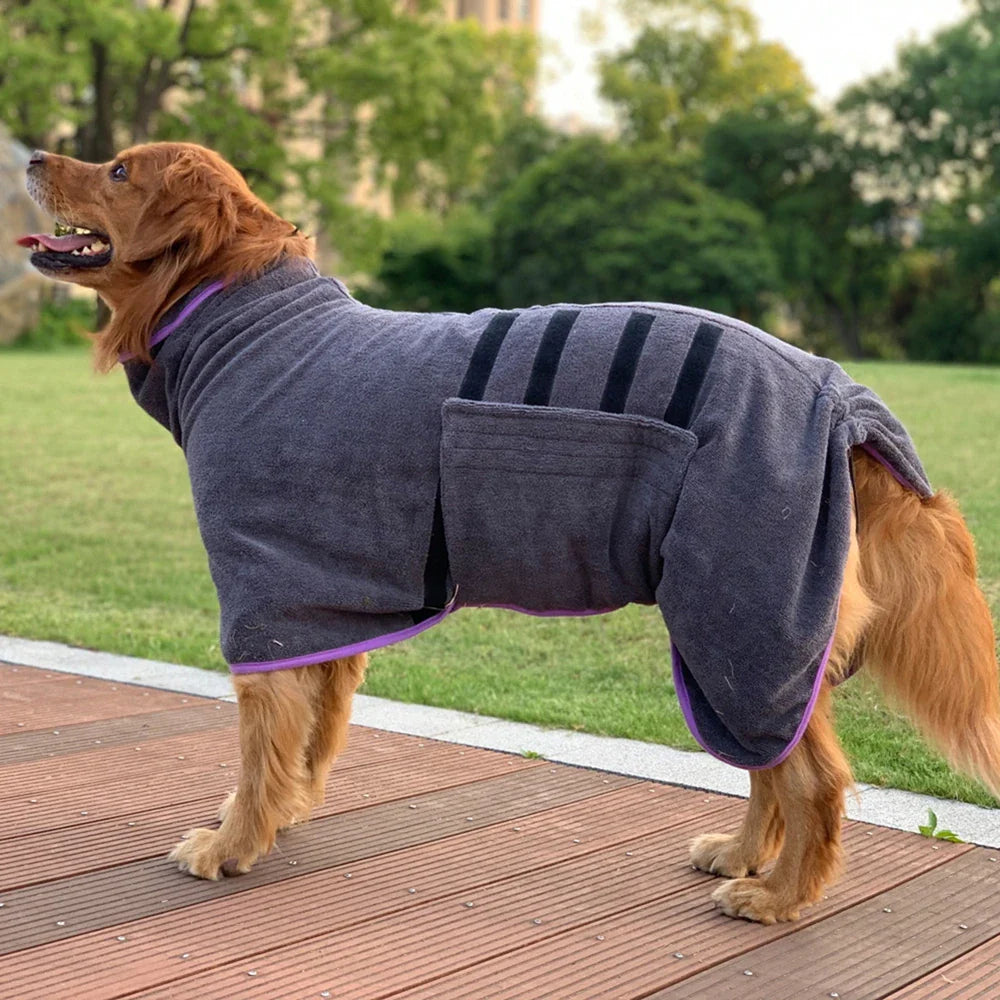 Dog Bathrobe Microfiber Quick Drying Coat Super Absorbent Luxurious Soft Pet Bath Towel Adjustable Warm Dog Bathing Supplies
