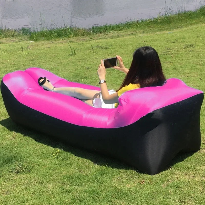 Portable Camping Lazy Inflatable Sofa Air Cushion PVC Lounger Seat Bean Bag Lounge Air Mattress Domestic Outdoor Ultralight Mat
