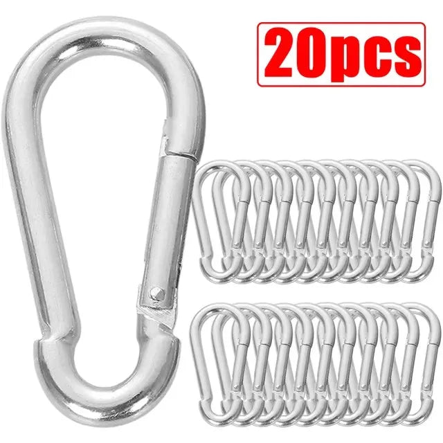 50/10pcs Mini Carabiner Keychain Alluminum Alloy D Type Buckle Spring