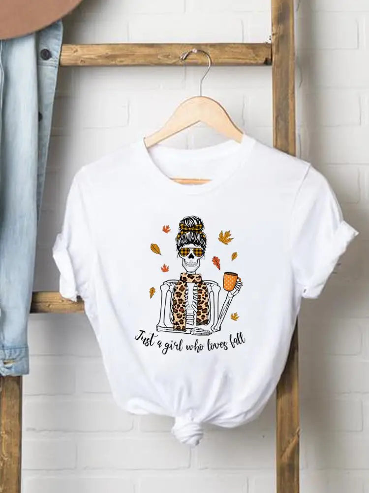 Pumpkin Sweet Lovely Cute Women Graphic Ladies Print Tees Clothing Lady Fall Autumn Halloween Thanksgiving Style T T-shirts