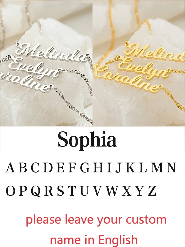 Custom Different Font Name Pendant Necklace for Woman Girls Stainless Steel Nameplate Personalized Choker Necklaces Jewelry Gift
