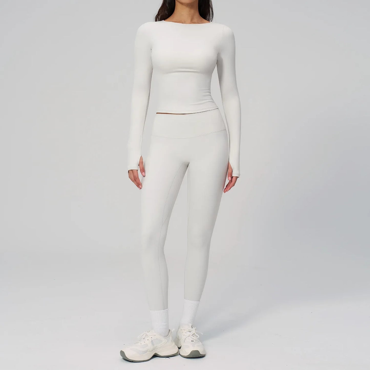 Two Pieces Yoga Set Slim Long Sleeved Gym Set High Elasticity Leggings Sportswear Women's Fitness Cycling Pilates Sports Suits