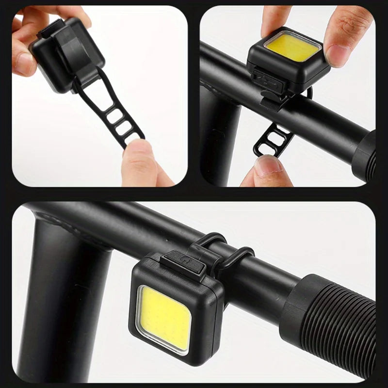 2Pcs Mini Mountain Lights Multi-Functional Strong Light Bicycle Front Light Tail Light Outdoor Backpack Clip Light Bicycle Flashlight