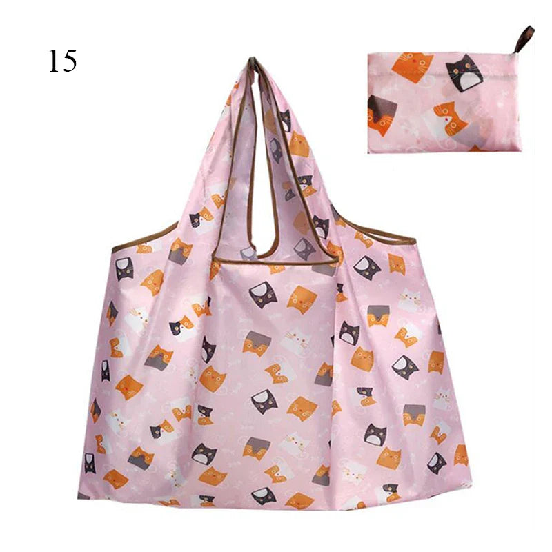 Foldable Large Shopping Storage Bags For Groceries Recyclable Grocery Tote Pouch Eco-Friendly Heavy Duty Washable Shopper Bag