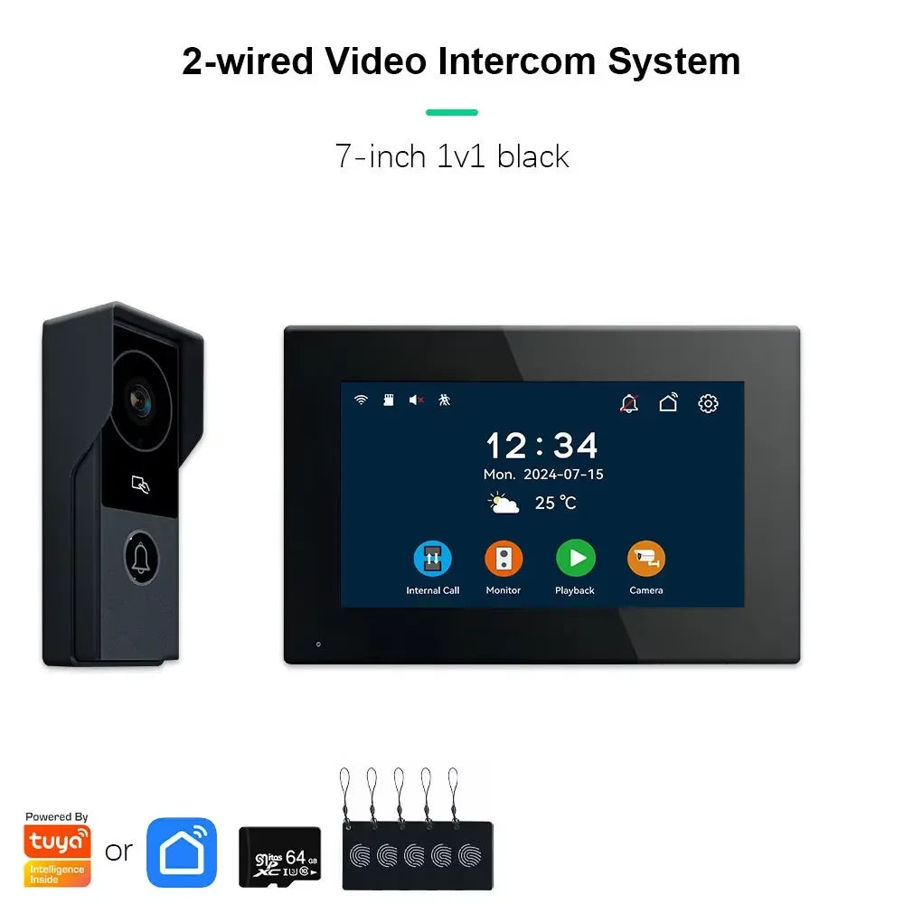 ANJIELO 2‑Wire Video Intercom Doorbell System 1080P Visiophone for Home Metal Door Phone,Support IP Camera,Tuya Smart Security V