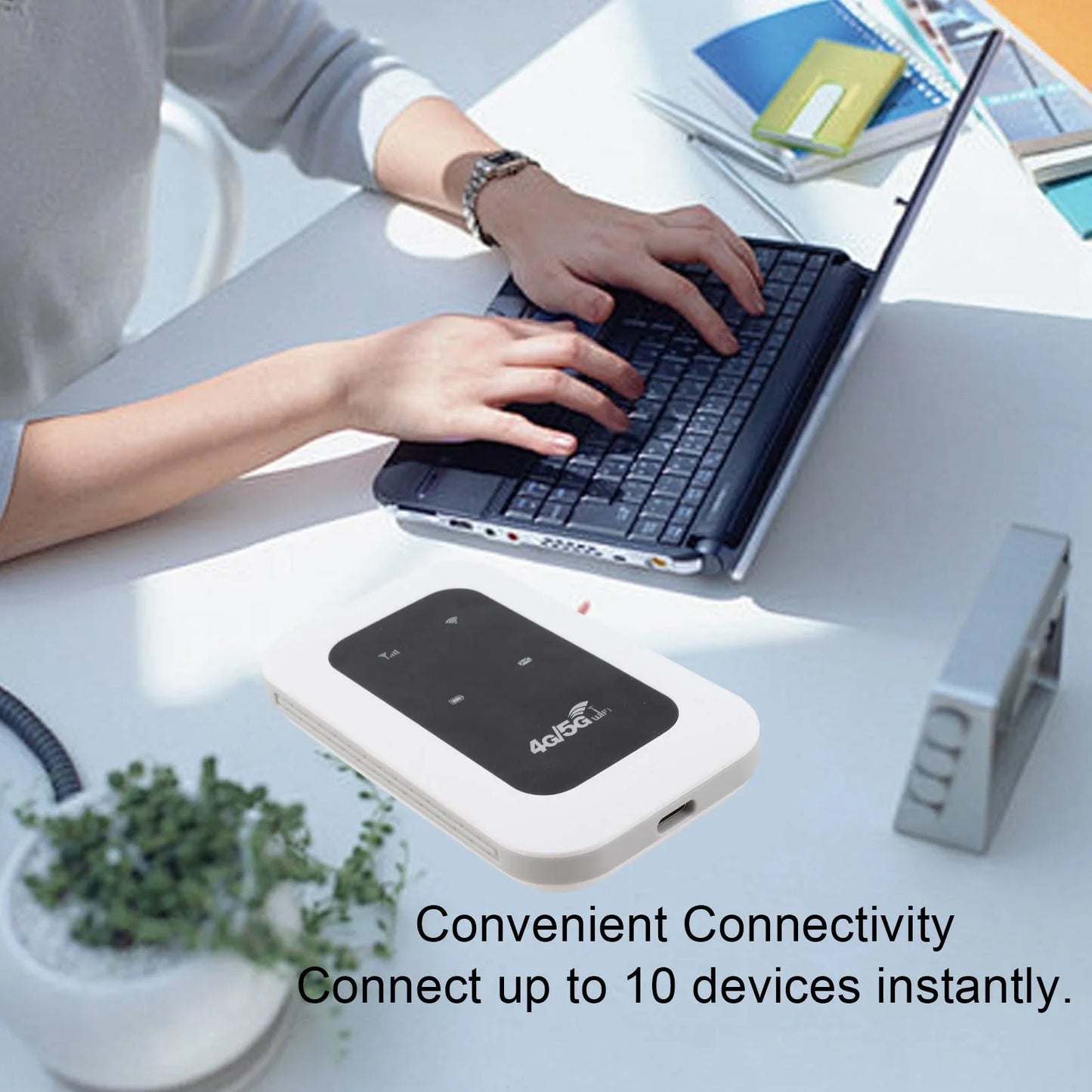 Portable 300Mbps 4G WiFi Hotspot Plug and Play Support 10 Devices Travel Mobile Hotspot with SIM Card Slot for Motorhome