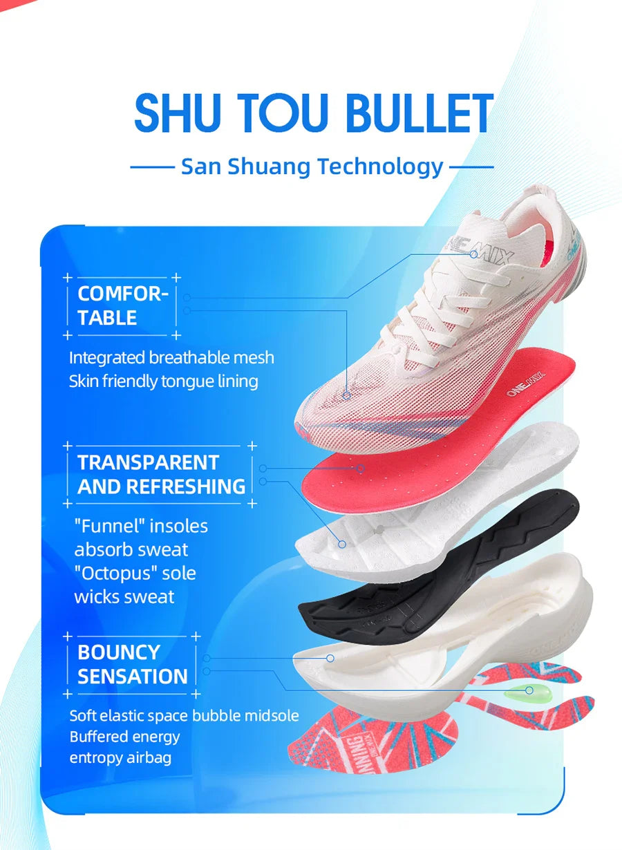 ONEMIX 2025 New Carbon Plate Marathon Running Shoe Pro Tests Stable Support For Shock-absorbing Ultralight Bounce Sneakers
