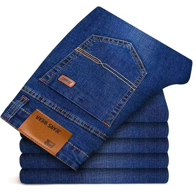   2025 Men NEW Men's Fashion Business Jeans Classic Style Casual Stretch Slim Jean Pants Male Brand Denim Trousers Black Blue Me