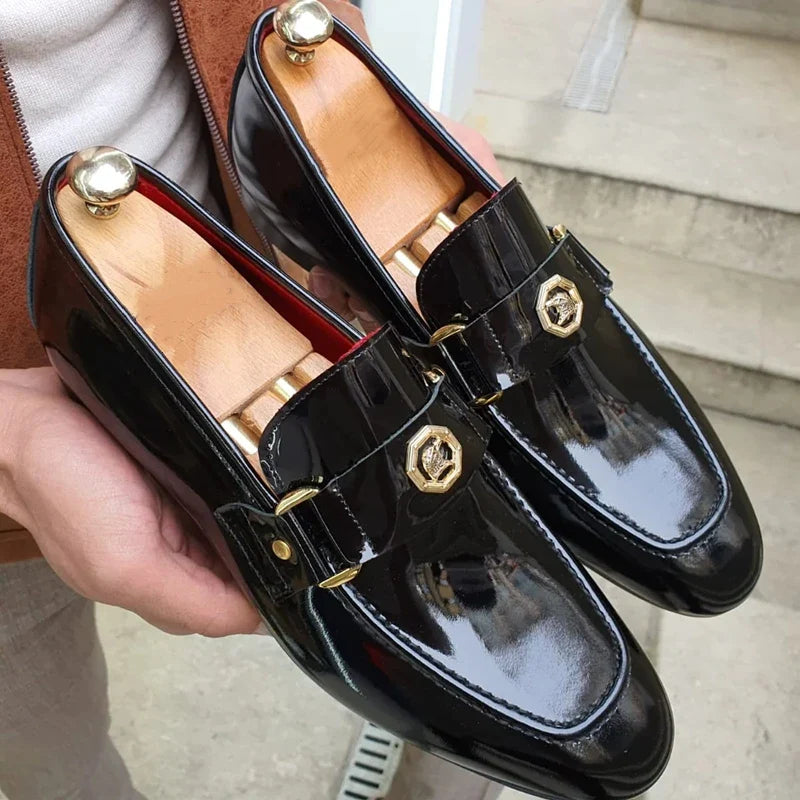 New Black Loafers, Men Slip-On Round Toe Fashion Dress Shoes, for Men Size 38-47.