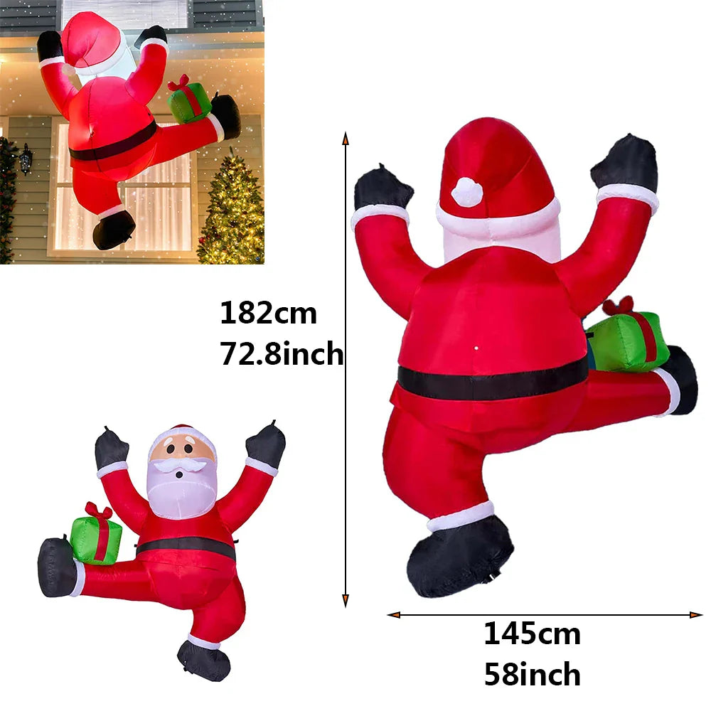 8FT Christmas Inflatables Climbing Santa Outdoor Decorations Christmas Inflatable Decorations with LED for Blow Up Yard Xmas