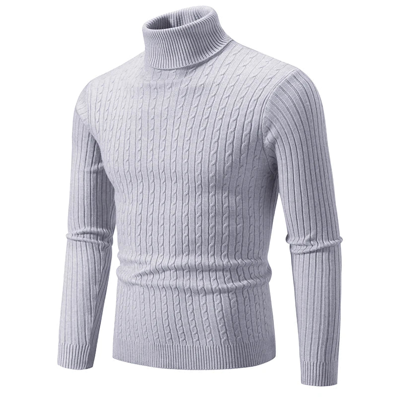 New Men High Neck Sweater, Solid Color Pullover Knitted Warm Casual Turtleneck Woolen Winter Outdoor Tops.