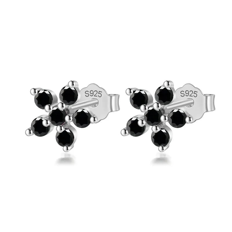 TrustDavis Real 925 Sterling Silver Fashion Flower Colour CZ Stud Earrings For Women Daughter Girls Birthday Gift Jewelry DF247