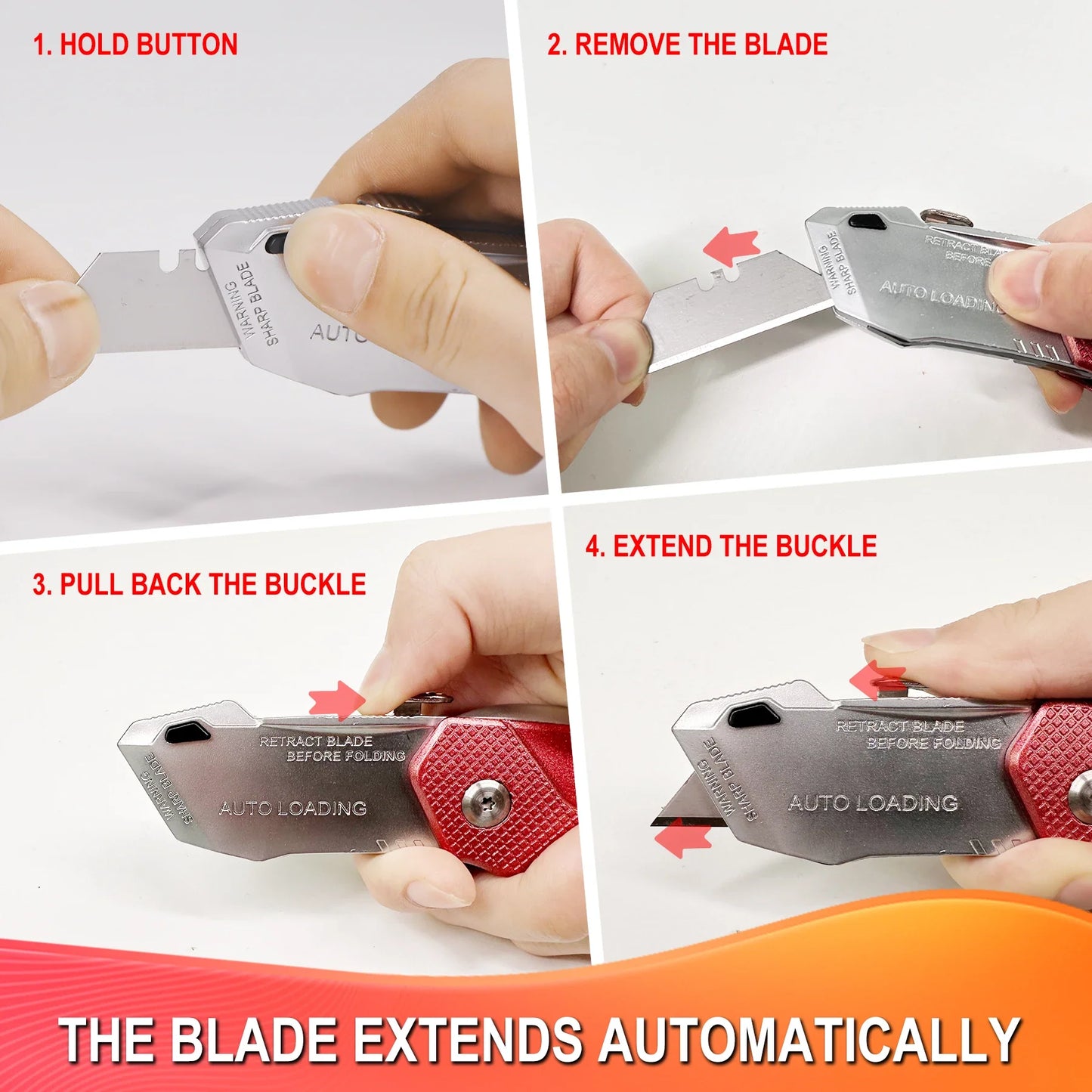 This folding utility knife is equipped with 13 blades, is compact and lightweight, and can be quickly replaced. It is very suita