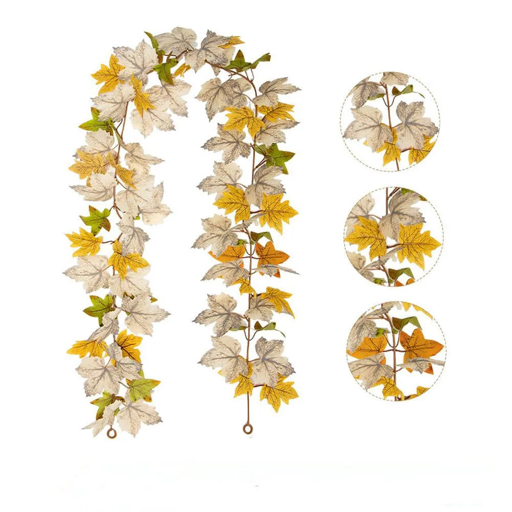 Farmhouse Fall Maples Leaf Garland Artificial Foliage Pumpkin Berry Garland Autumn Hanging Vine Garland Thanksgiving Decor