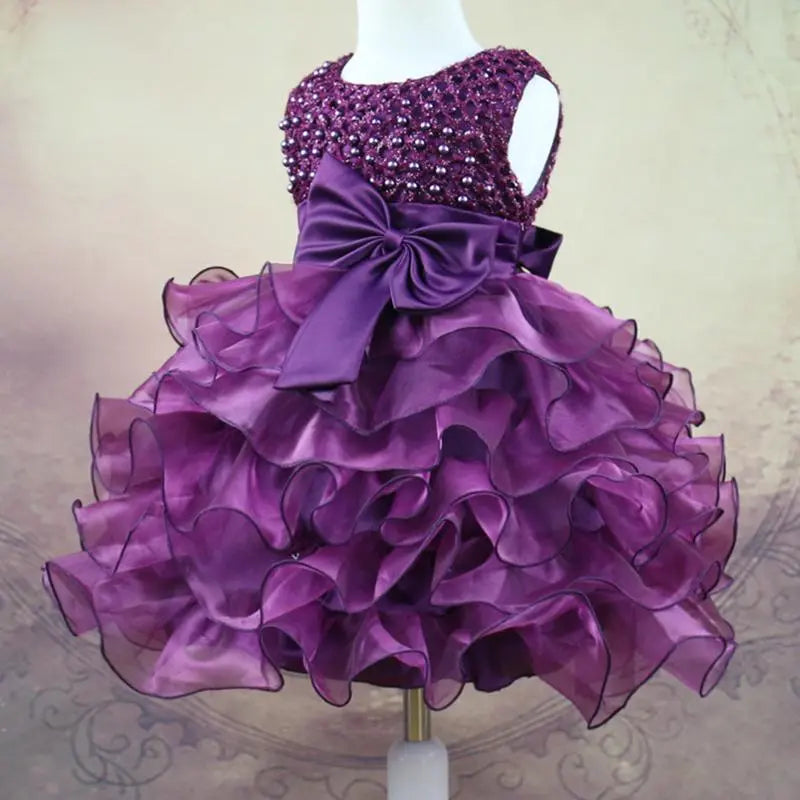 Children's Tutu with Beading Flowers Baby Girl Dress For Wedding Sleeveless Infant Baby Dresses For Toddlers