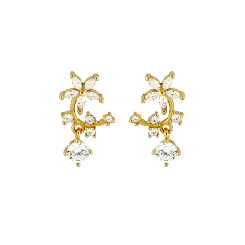 925 Sterling Silver Ear Needle Geometric Zircon Metal Earrings for women Shiny Crystal Luxury Small Stud Fashion Wedding Jewelry