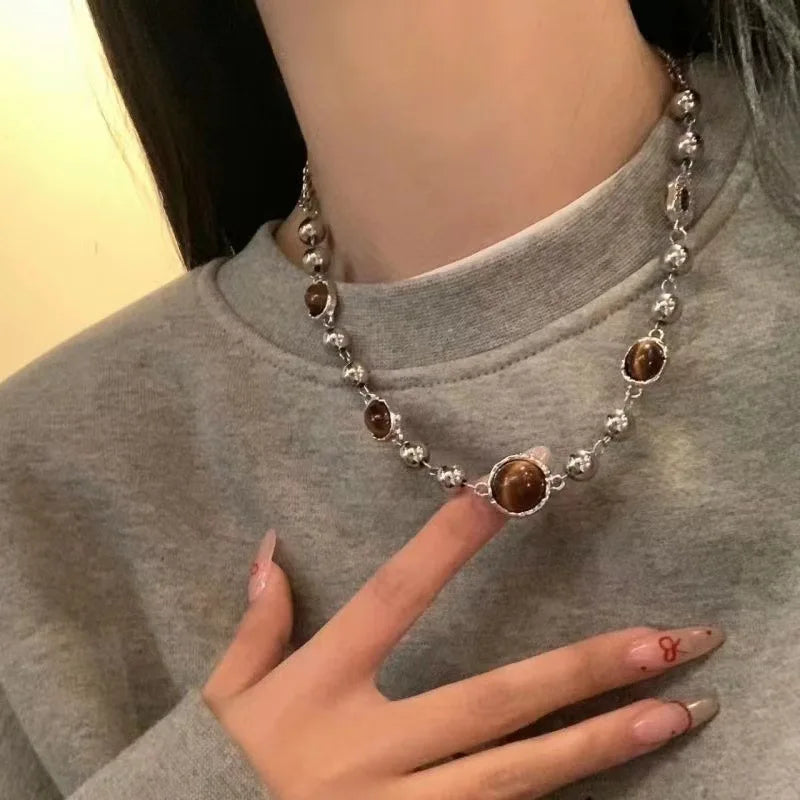 EtherealBe Y2K Opal Necklace for Women - Timeless Elegance