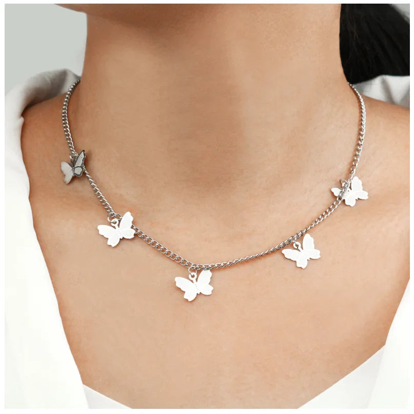 NK607 New Punk Fashion Minimalist Two Leaves Pendant Clavicle Necklaces For Women Jewelry Gift Tassel Summer Beach Chain Collier
