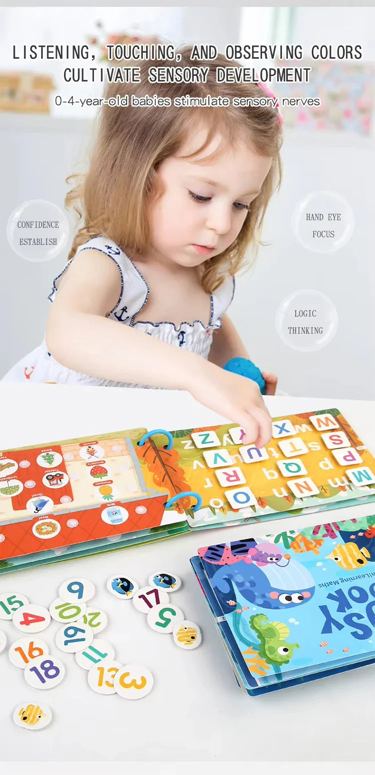 Montessori Baby Busy book My First Quiet Book Paste Early Learning Education Children Toy Matching Puzzles Game For Baby Gift