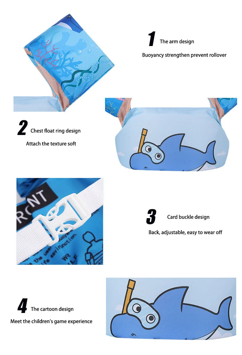 Kids Pool Floats Baby Swimming Vest Foam Armbands Buoy for Infants Better than Inflatable Rings for Learning to Swim