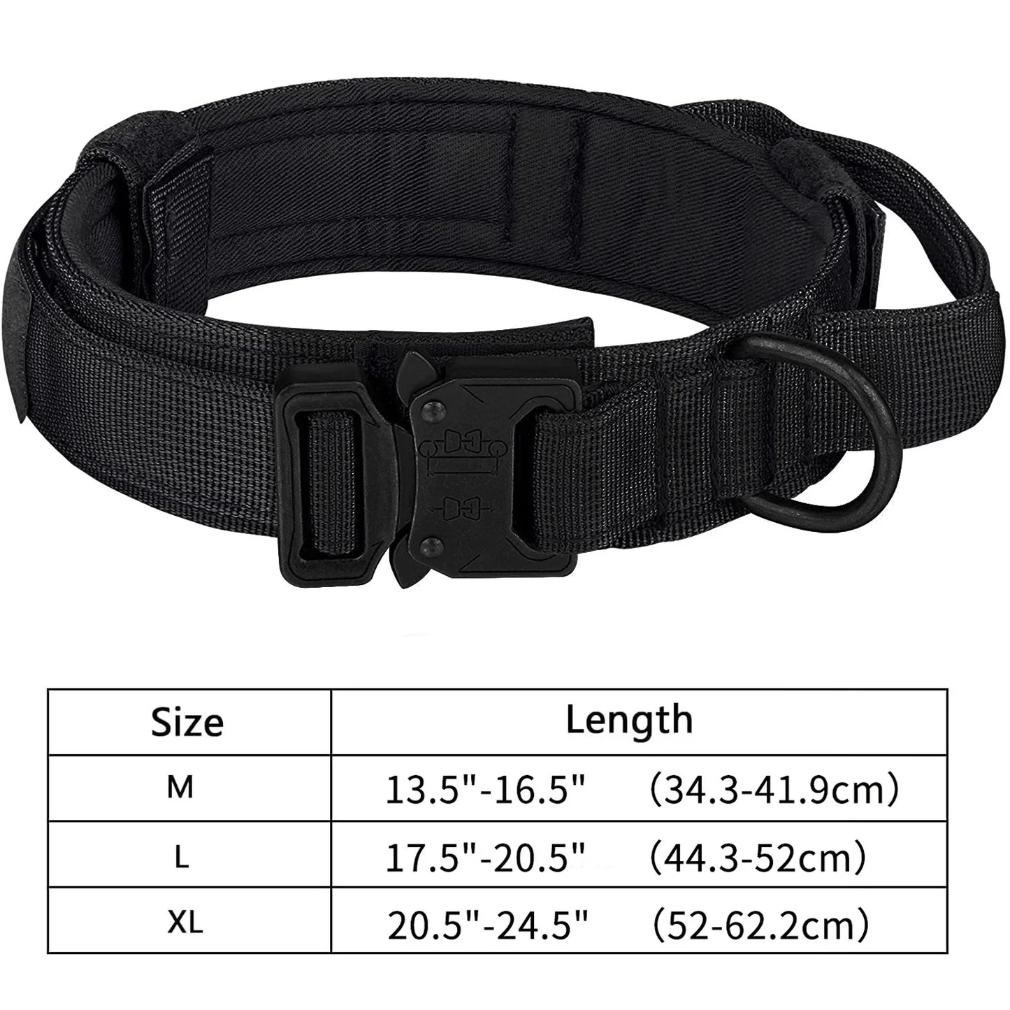 Tactical Dog Collar Adjustable Military Nylon Dog Collar with Control Handle Heavy Duty Metal Buckle for Medium Large Dogs