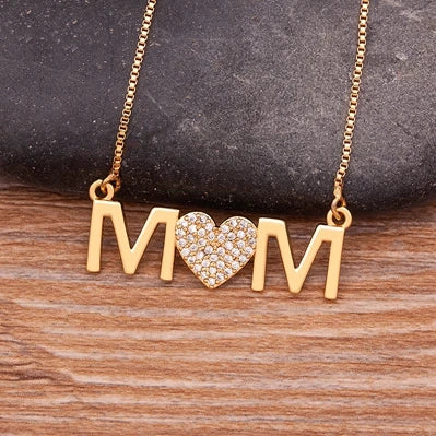 Nidin Classic Fashion Exquisite Mother's Day Gold Color Necklace Mom Letter Love Charms Pendant Chain Neck  Anniversary Jewelry