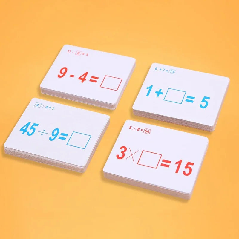 Mathematical Math Learning Tool Montessori Training Math Erasable Add Subtract Multiply and Division Table Cards Seheck for Kids