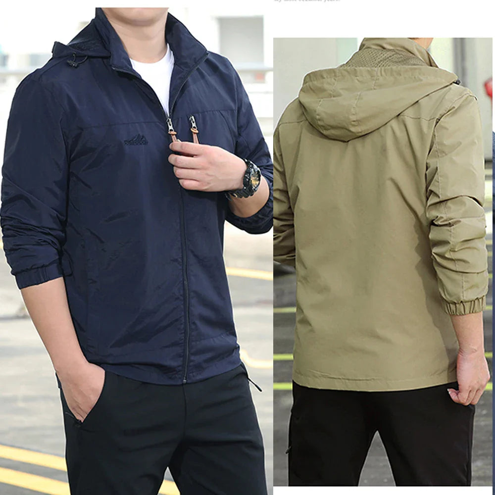 Windbreaker Men Tactical Jacket Waterproof Hooded Coat Size S-5XL
