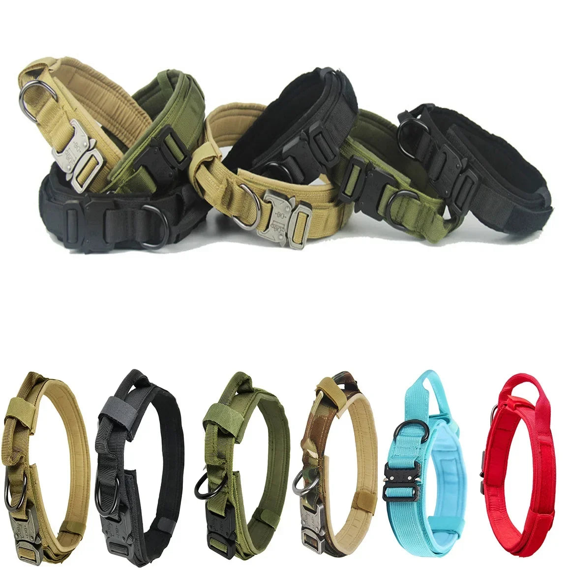 actical Dog Collar  Adjustable Military Training Nylon Dog Collar with  Heavy Metal Buckle for Medium and Large Dogs