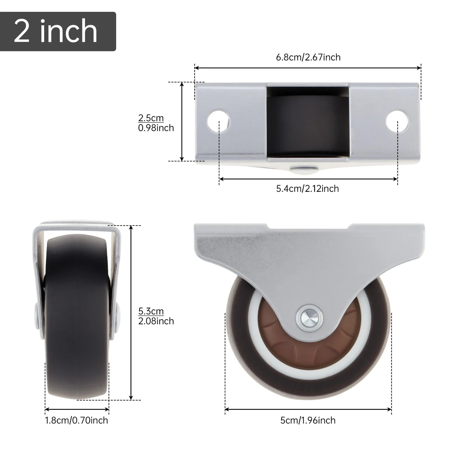4pcs 1 inch/1.25 inch/1.5 Inch/2 inch Universal Casters Furniture Wheel Caster Silent Trolley Wheels for Sofa Chair Table