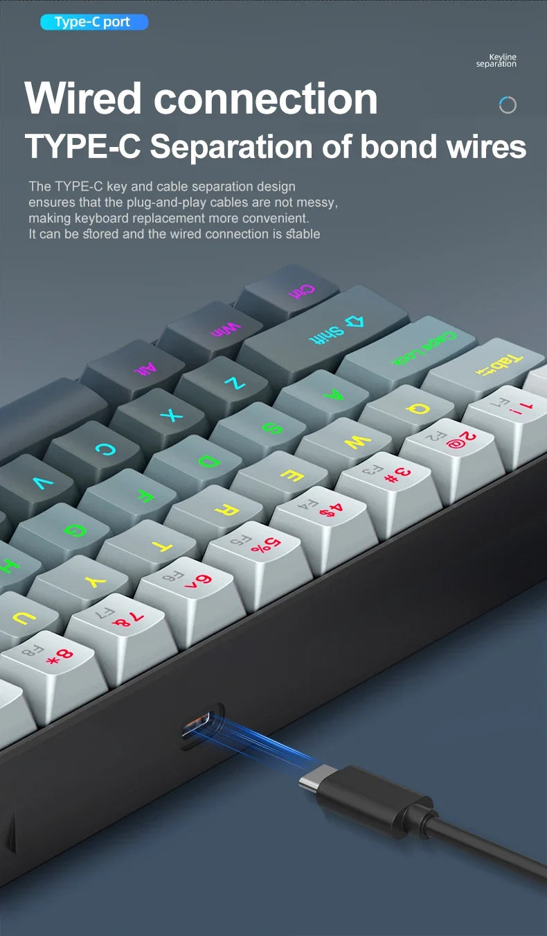 Mechanical keyboard and mouse set, 60% Portable Mini Wired Keyboard and Mouse combos, 61 Keys Phantom RGB keyboard and mouse kit